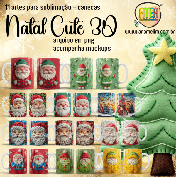 ESTAMPAS NATAL CUTE 3D CANECAS
