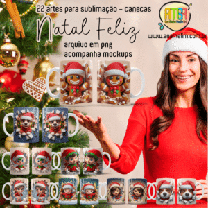 ESTAMPAS NATAL FELIZ 3D CANECAS