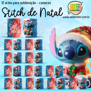 ESTAMPAS STITCH DE NATAL CANECAS