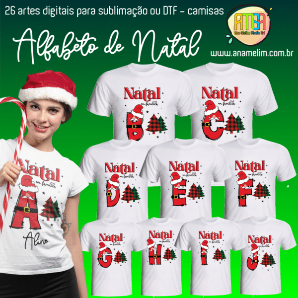 ESTAMPA ALFABETO DE NATAL V2 CAMISAS