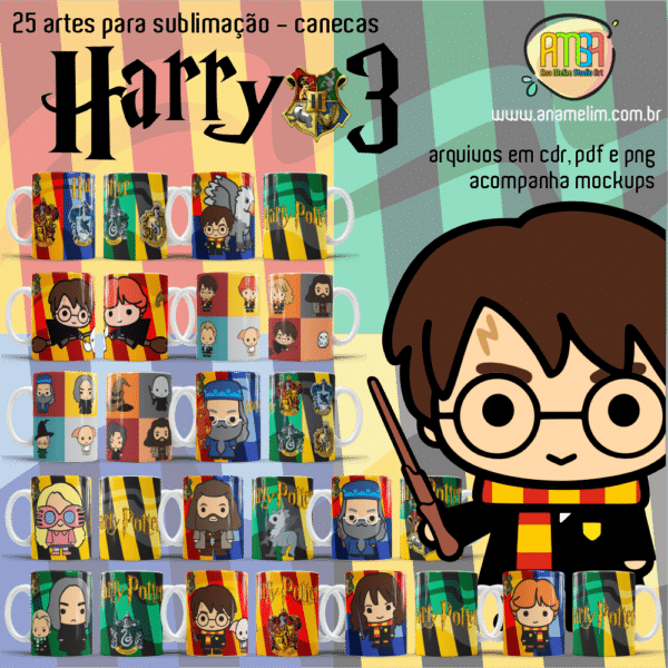 ESTAMPAS HARRY POTTER 3 CANECAS - Image 2