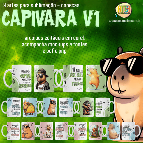 ESTAMPAS CAPIVARA DEBOCHADA V1 CANECAS
