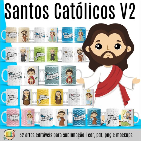 ESTAMPAS SANTOS CATÓLICOS V2 CANECAS - Imagem 2