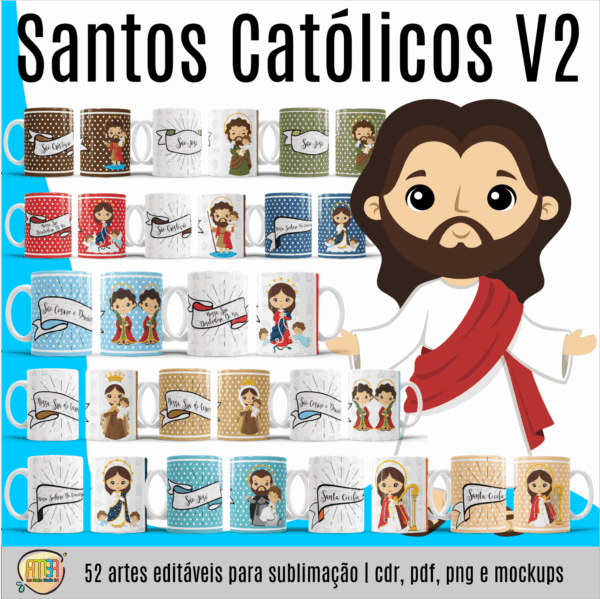 ESTAMPAS SANTOS CATÓLICOS V2 CANECAS - Imagem 4
