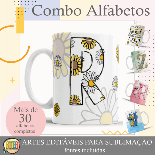 COMBO DE ARTES ALFABETOS PARA CANECAS