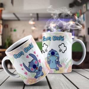 ESTAMPA STITCH COM E SEM CAFÉ CANECA