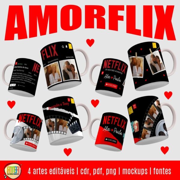 ESTAMPAS AMORFLIX NAMORADOS CANECAS