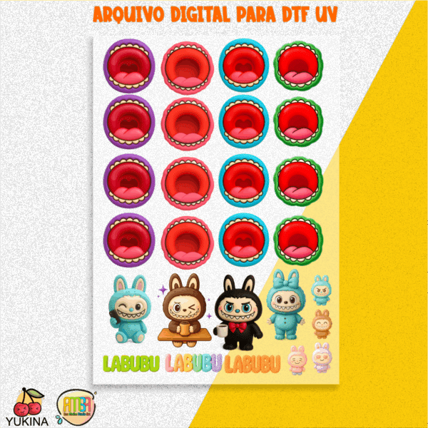 KIT DIGITAL LABUBU CANECAS DTF UV - Imagem 2