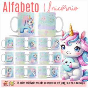 ESTAMPAS ALFABETO UNICÓNIO CANECAS (MELIM & YUKINA)