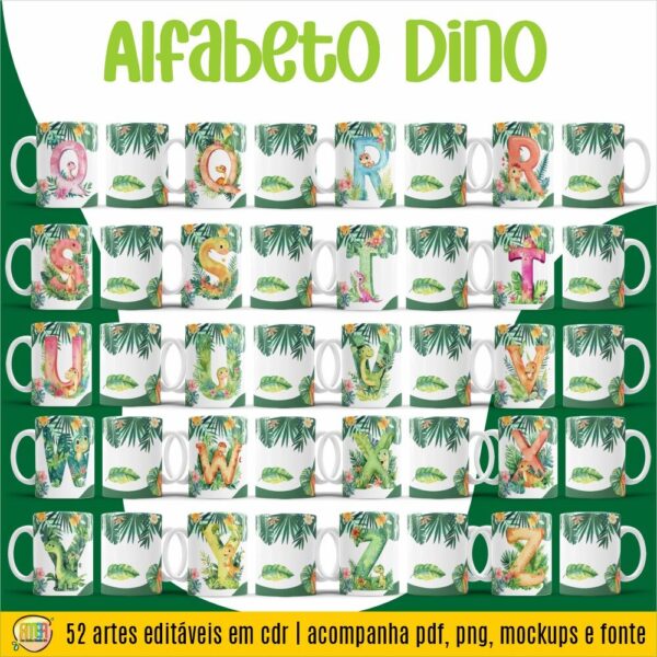 ESTAMPAS ALFABETO DINO CANECAS - Imagem 3
