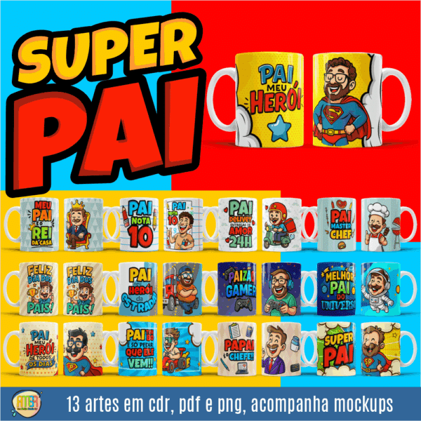 COMBO PAI CARTOON PARA SUBLIMAÇÃO - Imagem 5