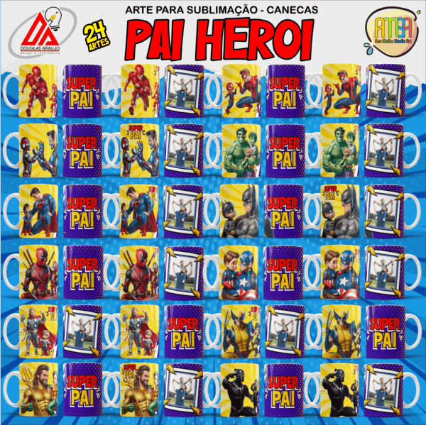 ESTAMPAS HEROIS PAI DE MENINO CANECAS