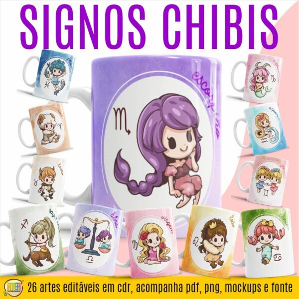 ESTAMPAS SÍGNO CHIBI CANECAS