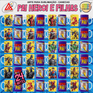 ESTAMPAS HEROIS PAI DE MENINA CANECAS