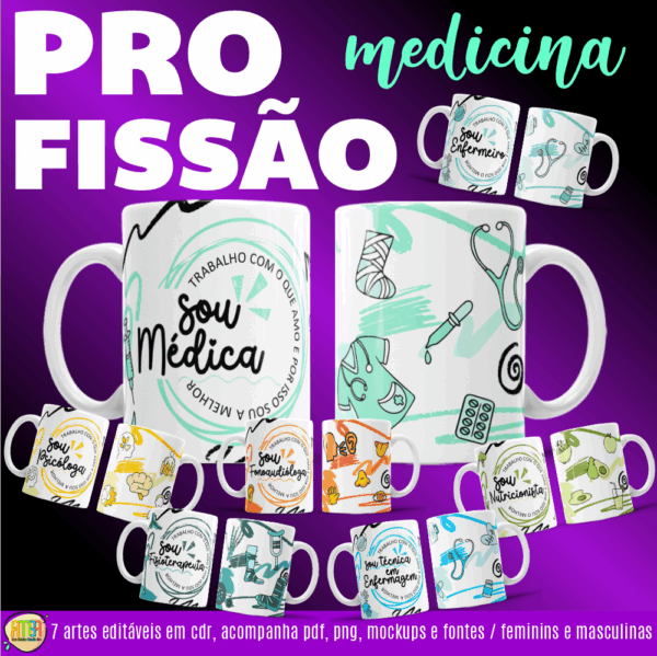 ESTAMPAS PROFISSÃO MEDICINA CANECAS