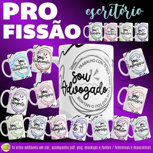 ESTAMPAS PROFISSÃO ESCRITÓRIO CANECAS