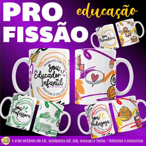 ESTAMPAS PROFISSÃO EDUCAÇÃO  CANECAS