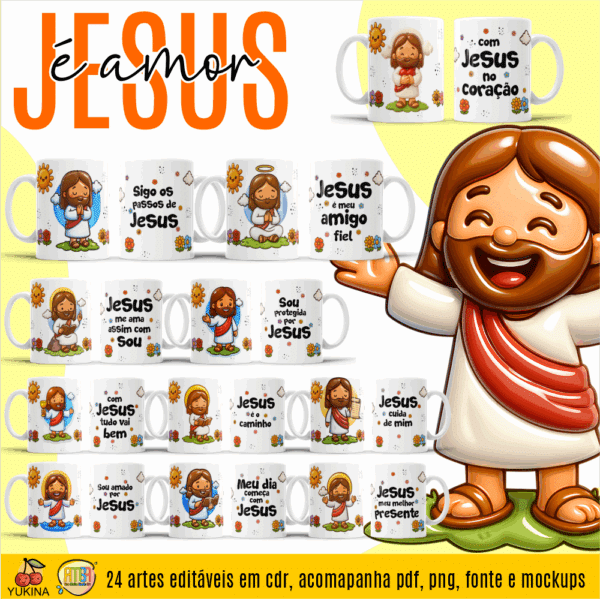 ESTAMPAS JESUS É AMOR CANECAS