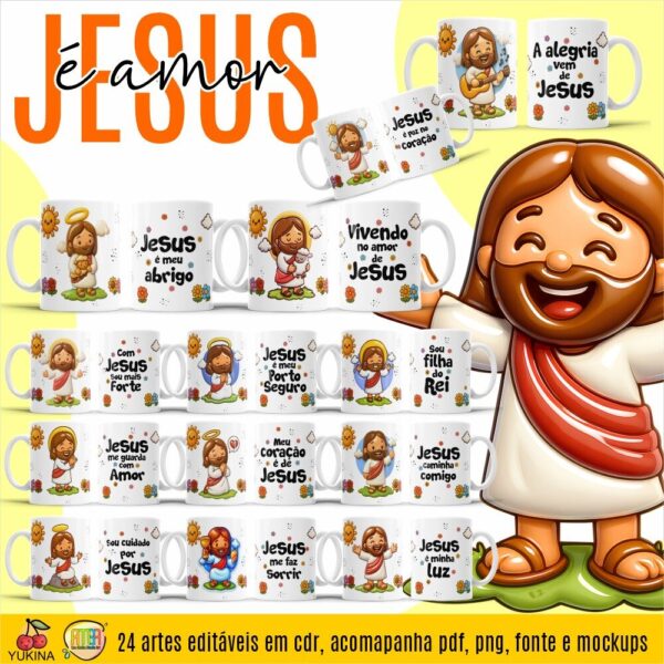 ESTAMPAS JESUS É AMOR CANECAS - Imagem 2
