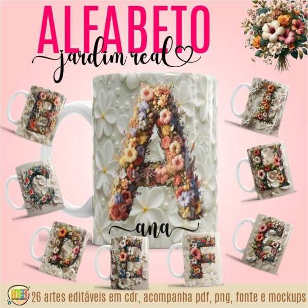 ESTAMPAS ALFABETO JARDIM REAL CANECAS
