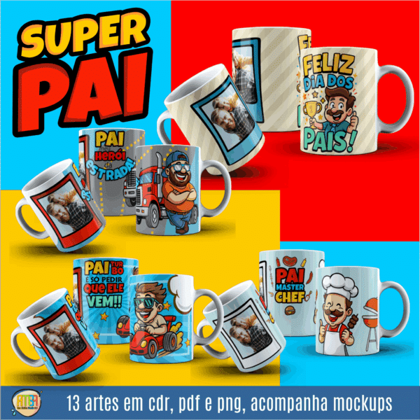 COMBO PAI CARTOON PARA SUBLIMAÇÃO - Imagem 4