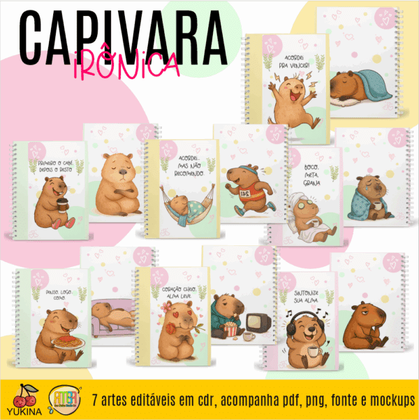 ESTAMPAS CAPIVARAS IRÔNICAS CADERNOS (YUKINA MELIM)