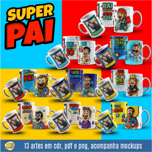 COMBO PAI CARTOON PARA SUBLIMAÇÃO - Imagem 3