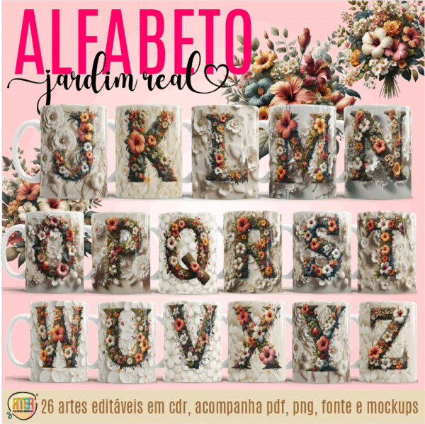 ESTAMPAS ALFABETO JARDIM REAL CANECAS - Imagem 2