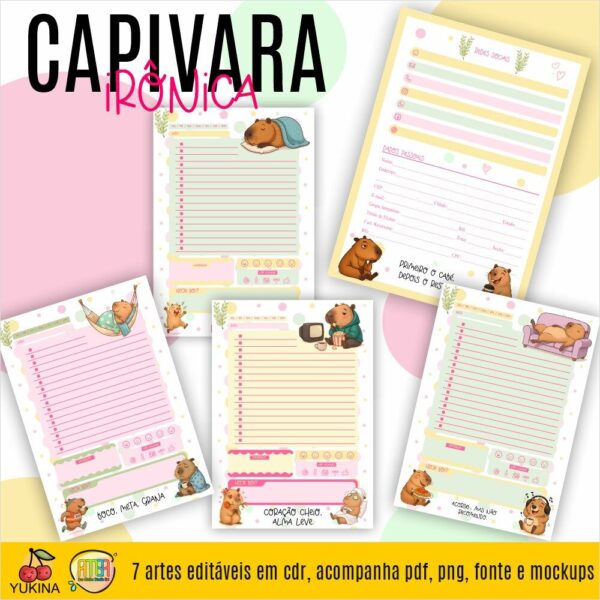 ESTAMPAS CAPIVARAS IRÔNICAS CADERNOS (YUKINA MELIM) - Imagem 2