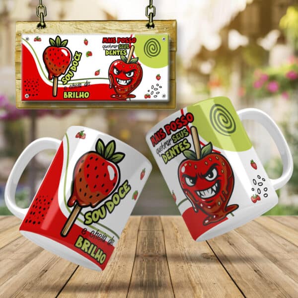 ESTAMPAS MORANGO DO AMOR CANECAS (MELIM YUKINA) - Imagem 3