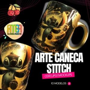 ESTAMPAS STICH BLACK CANECAS (MELIM YUKINA)