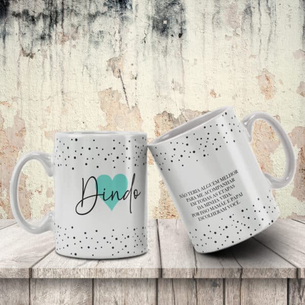 ESTAMPA DINDOS MINIMALISTA CANECA