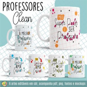 ESTAMPAS PROFESSORES CLEAN CANECAS