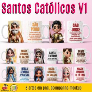 ESTAMPAS SANTOS CATÓLICOS CANECA V1(MELIM YUKINA)