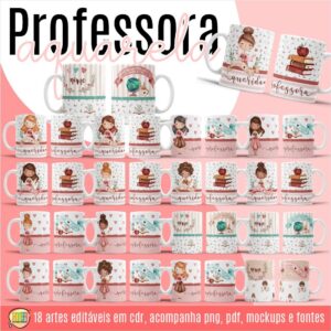 ESTAMPA PROFESSORAS AQUARELA CANECAS