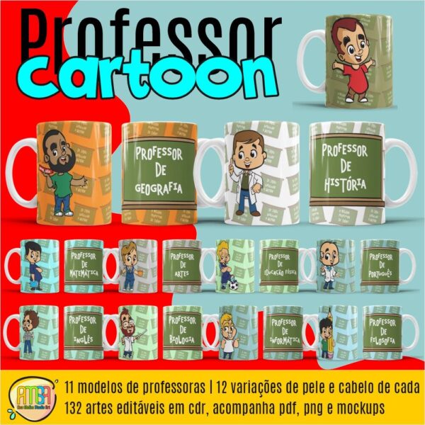 ESTAMPA PROFESSORES CARTOON CANECAS