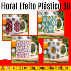 ESTAMPAS FLORES EFEITO PLÁSTICOS 3D CANECAS (MELIM YUKINA)