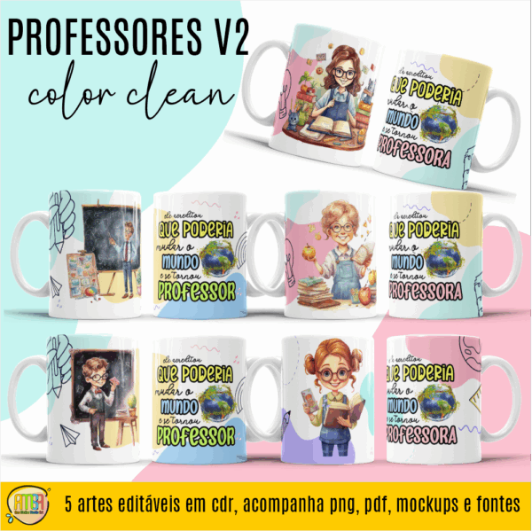 ESTAMPAS PROFESSORES COLOR CLEAN CANECAS