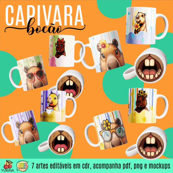 ESTAMPAS CAPIVARA BOCÃO CANECA - Imagem 2