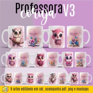 ESTAMPA PROFESSORA CORUJA V3 CANECAS
