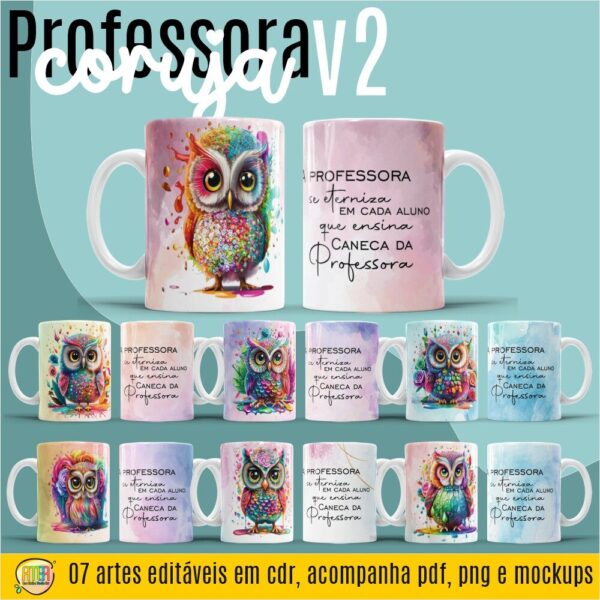 ESTAMPA PROFESSORA CORUJA V2 CANECAS