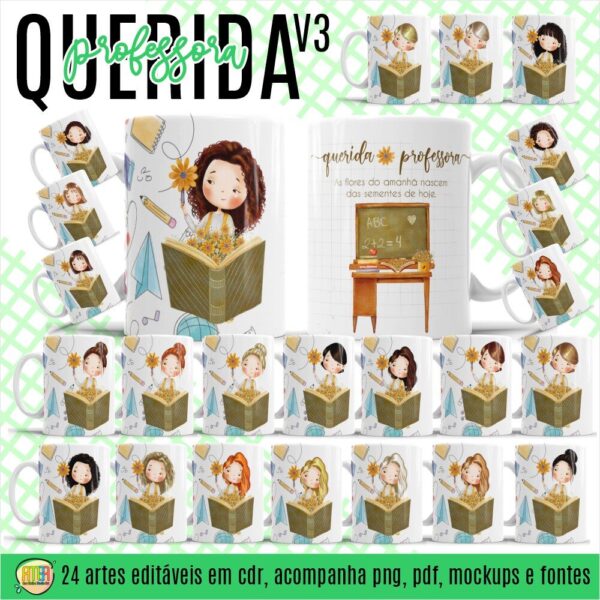 ESTAMPA QUERIDA PROFESSORA V3 CANECAS