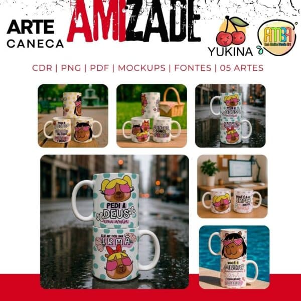 ESTAMPA AMIZADES CANECAS (MELIM YUKINA) - Imagem 2