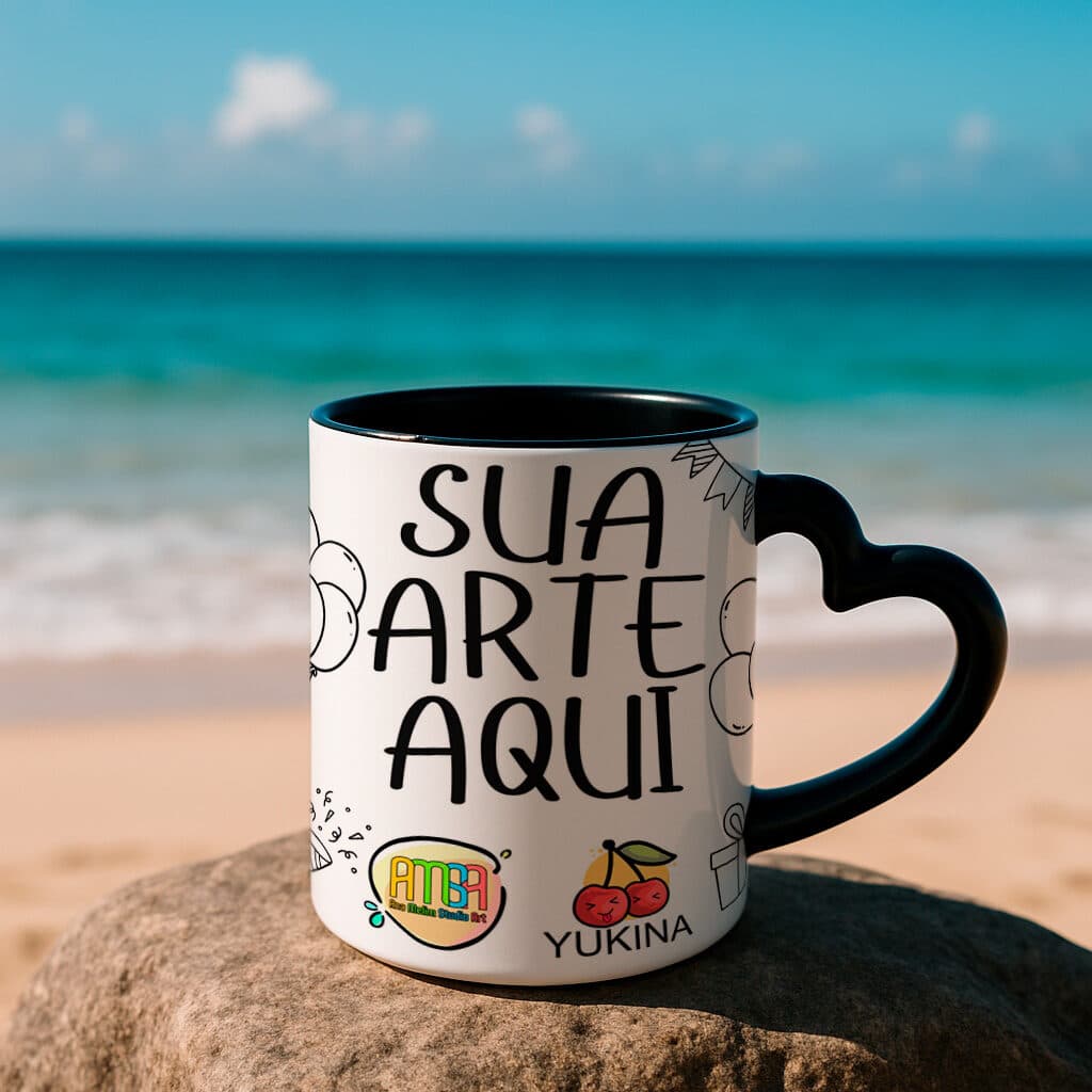 MOCKUP EDITÁVEL CANECA ALÇA CORAÇÃO  (Photoshop)