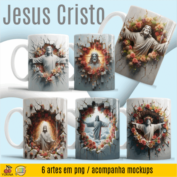 ESTAMPAS JESUS 3D CANECA (MELIM YUKINA)