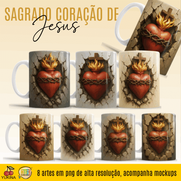 ESTAMPAS SAGRADO CORAÇÃO DE JESUS 3D CANECAS (MELIM YUKINA)