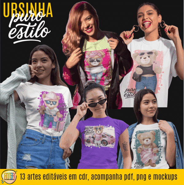 ESTAMPA URSINHAS ESTILO CAMISA (DTF)