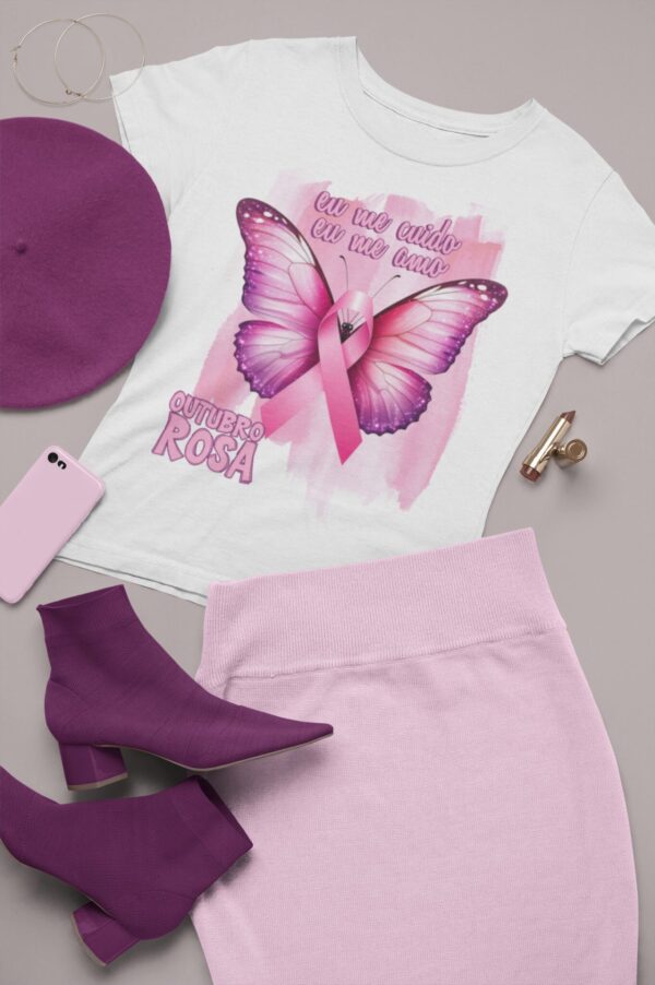 ESTAMPA OUTUBRO ROSA AQUARELA CAMISAS - Imagem 2