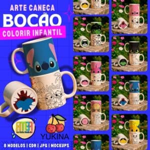 ESTAMPA PARA COLORIR BOCÃO CANECA (MELIM YUKINA)