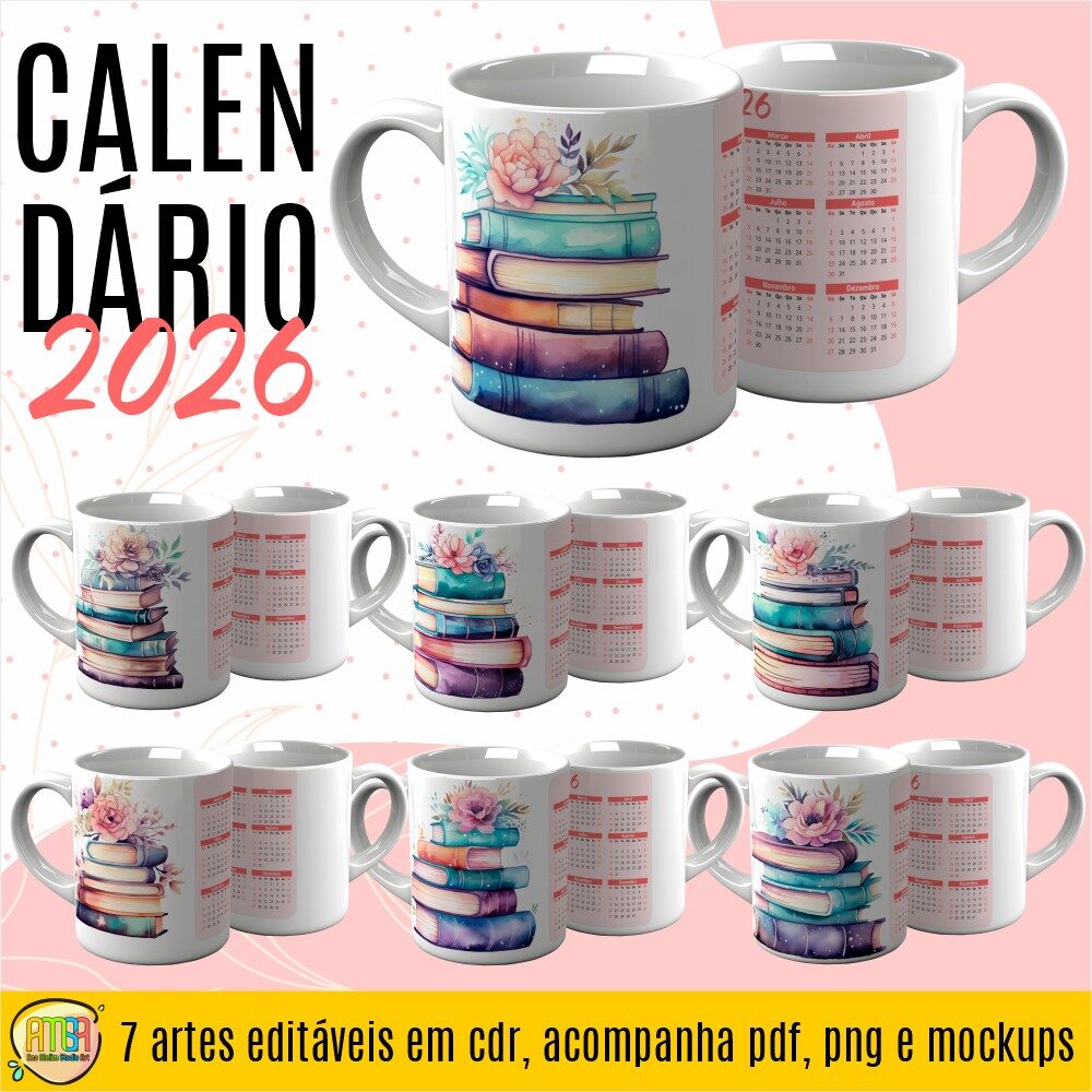 ESTAMPAS CANECAS CALENDÁRIO LIVROS 2026